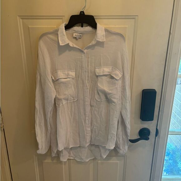 Acoa White Linen Button Down Shirt - Picture 2 of 4